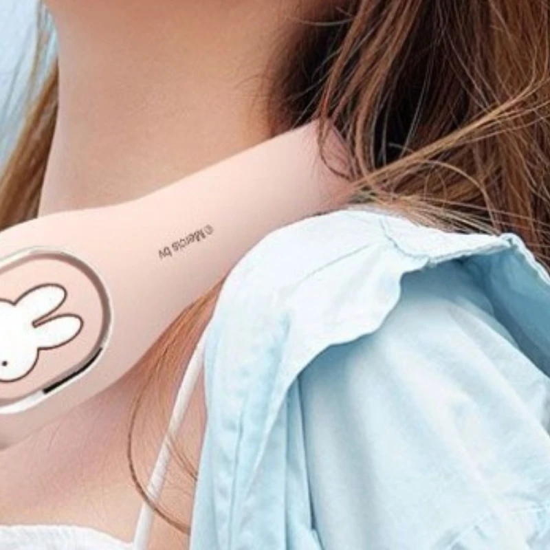 Cartoon Kawaii New Small Fan Outdoor Super Long Battery Life Portable Noise Floor Refrigeration Halter Neck No Curly Hair Miffy