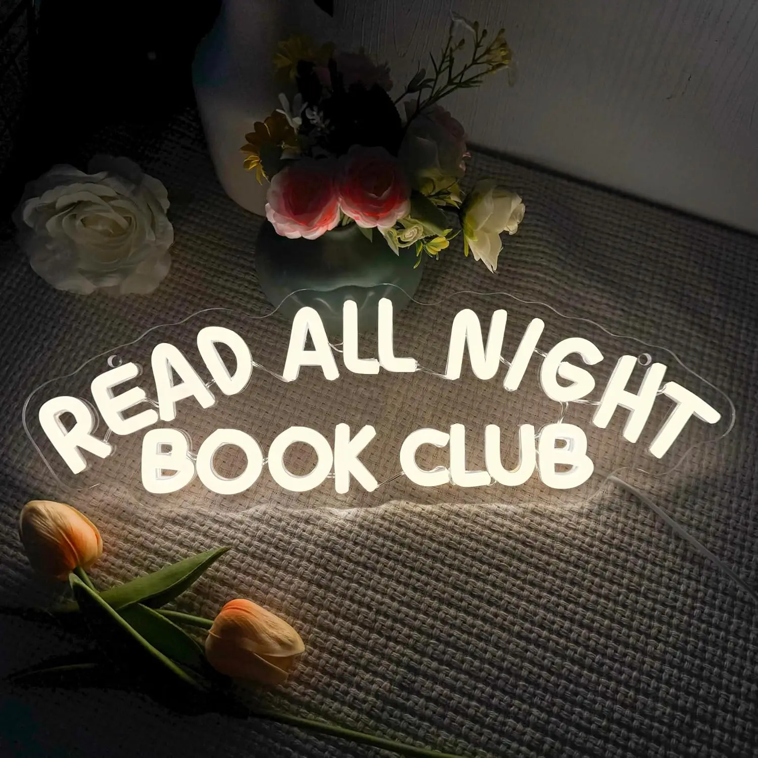 

Read All Night Book Club Neon Sign,Dimmable Book Neon Signs for Wall Decor, Led Neon Light for Book Club Home Library Readers