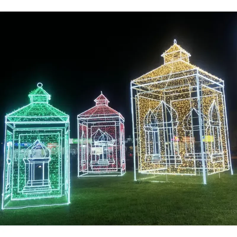 Vintage Metal Ramadan Lantern Lights Moroccan Style Frame LED Warm Glow IP65 Rated Outdoor Garden Eid Festival Decorations