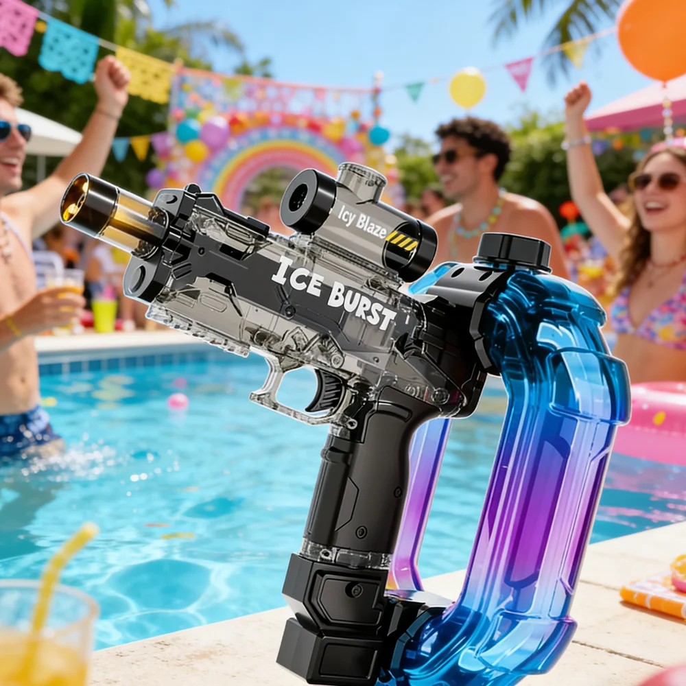

Электрический водный пистолет-браслет: крутой автоматический водный пистолет с разноцветными огнями и звуком для летних игр на открытом воздухе, вечеринок у бассейна, подарки