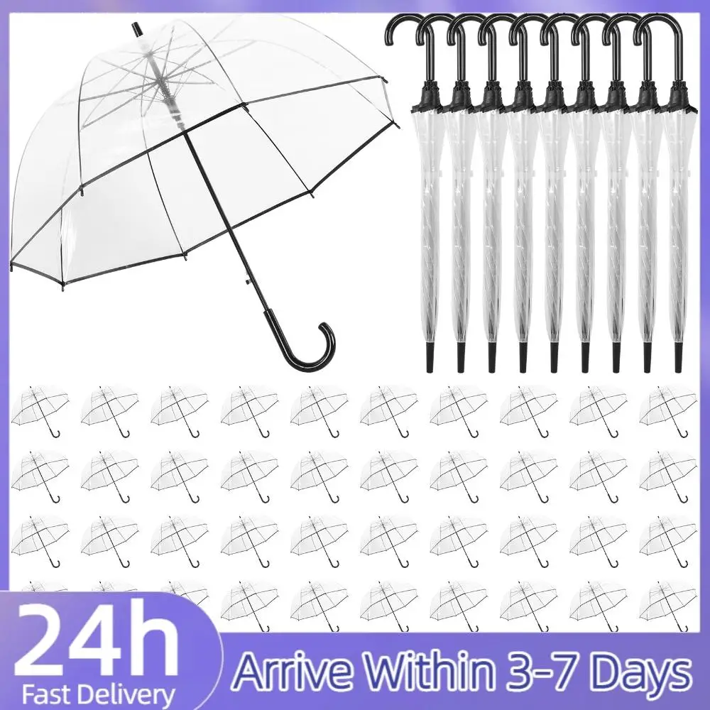 

60 шт. автоматических зонтов-тростей с классической ручкой-крючком, 8 спиц, высокая видимость, для свадеб, фотосессий, гольфа, активного отдыха