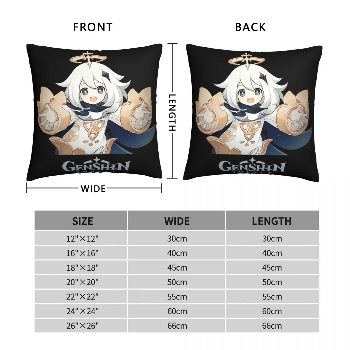 Paimon Genshin Impact Pillowcase Polyester Linen Velvet Pattern Zip Decor Home Cushion Cover