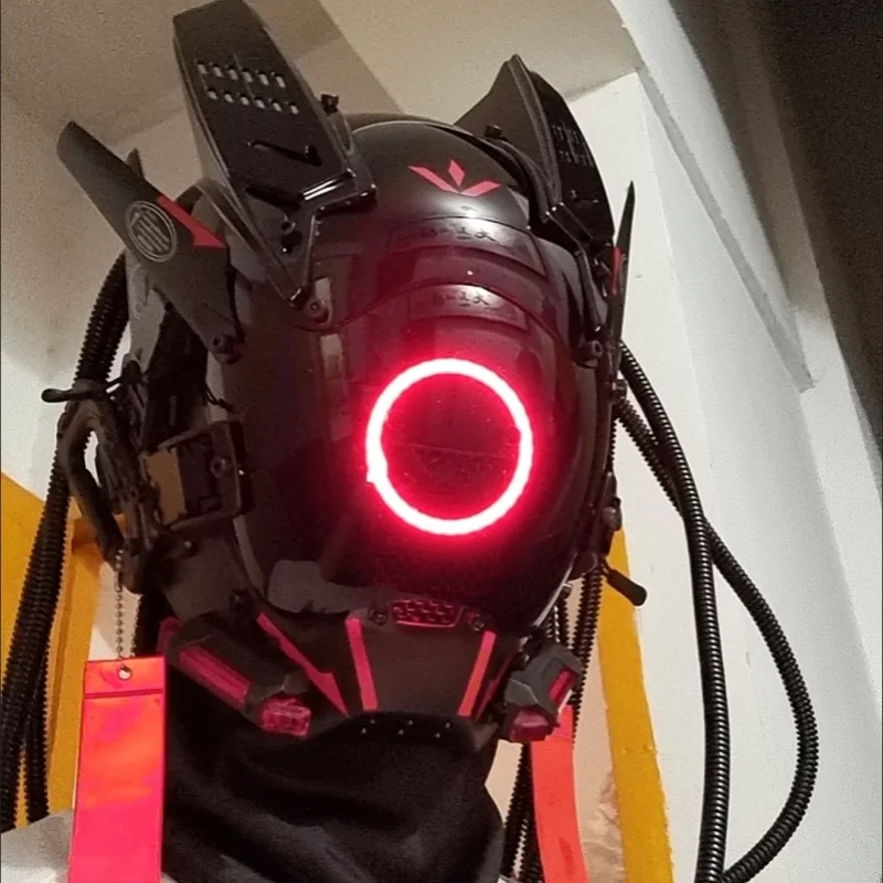 2024 New Cyberpunk Helmet Shinobi Mask Robot Samurai Mask Cosplay Techwear Hi-Tech Helmet Armor Futuristic Toy With Led Lights