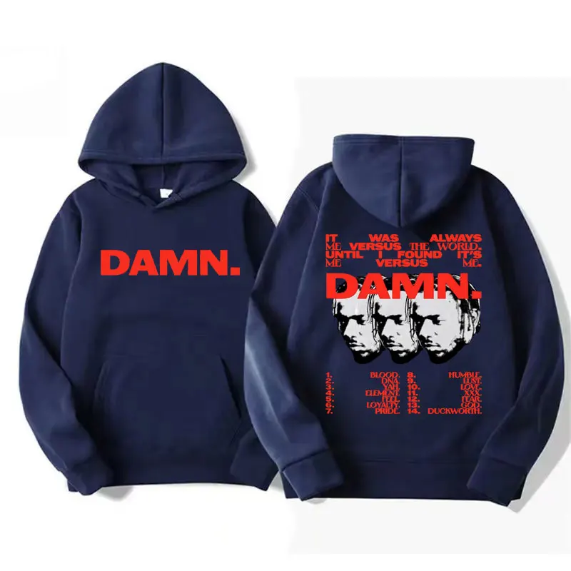 Kendrick Lamar Damn Print Hoodies Rap Hip Hop Vintage 90s Men Sweatshirts Male Harajuku Casual Loose Oversized Hoodie Streetwear