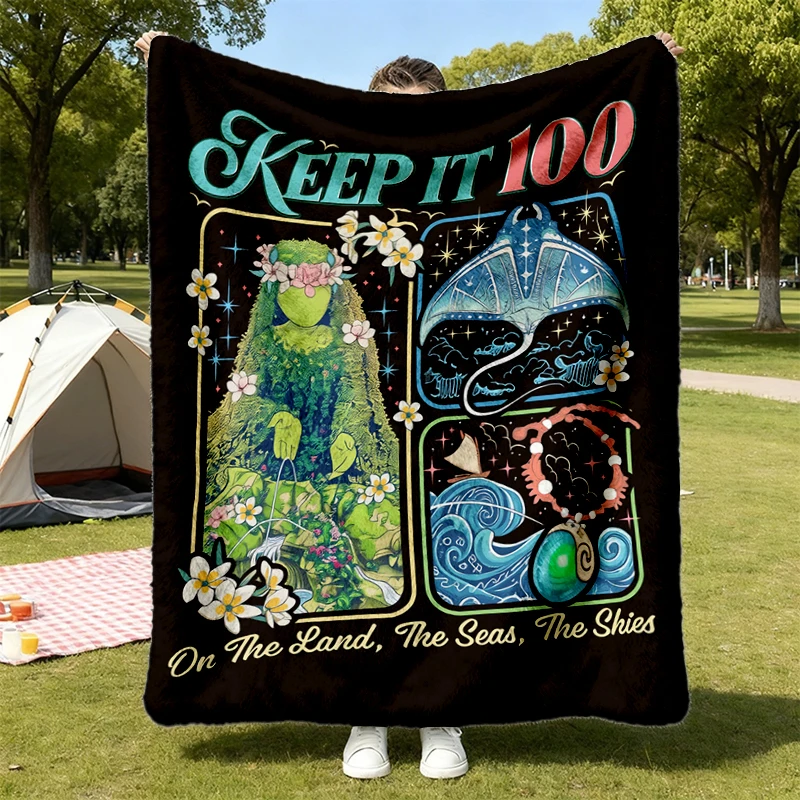Keep It 100 Princess Flannel Blanket, Mother Island Fish Cozy Blanket, Theme Park Family Trip