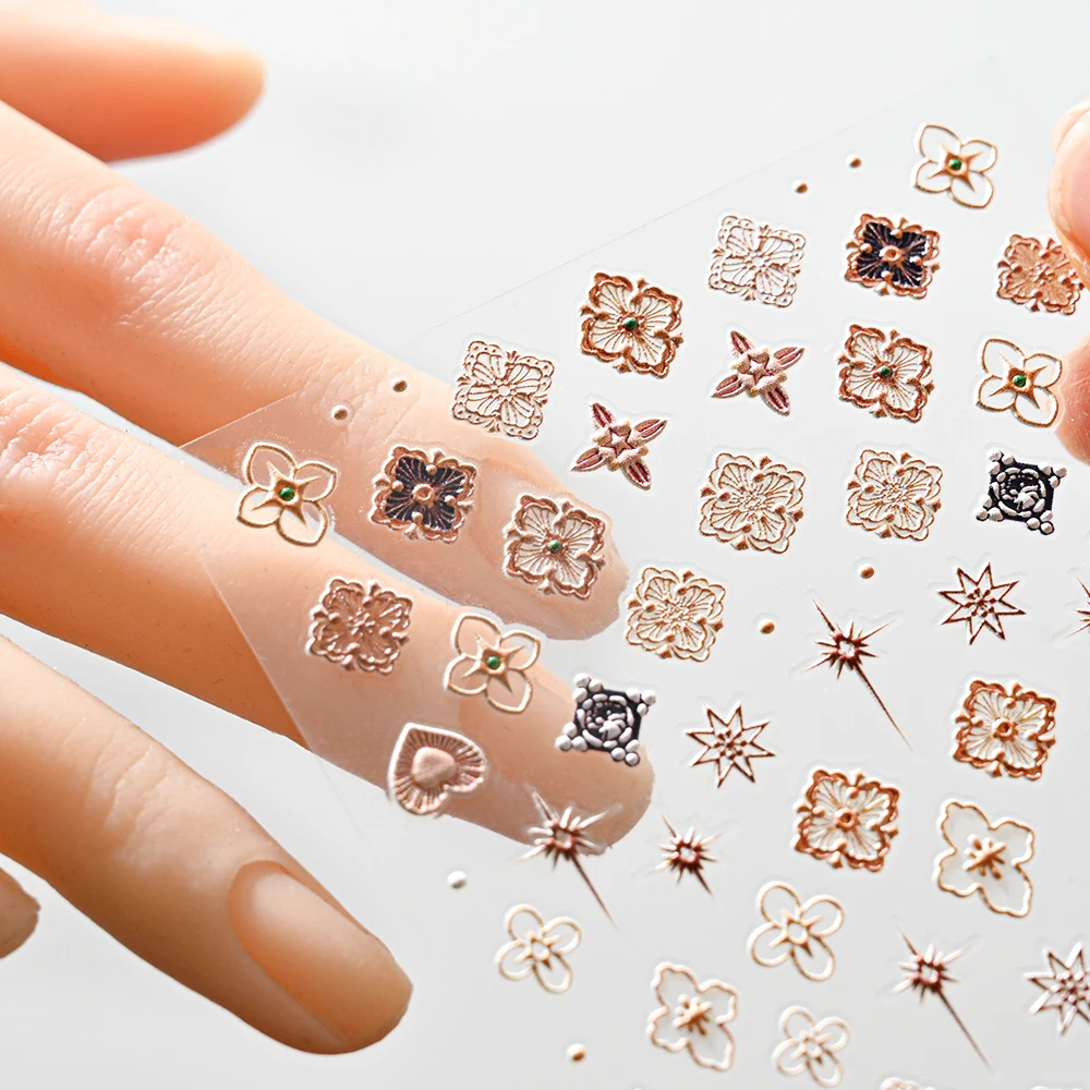 1 قطعة Buccellati ريترو الصليب بوهو مسمار الفن ملصقات 5D الإغاثة بوهيميا ذاتية اللصق الشارات البوهيمي تصميم الشارات مستلزمات الأظافر