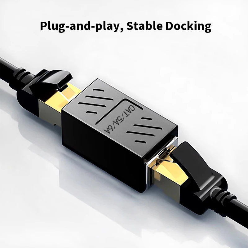 Cat6a RJ45 Ethernet Cable Straight-through Connector Broadband Network Dual-channel Crystal Head Adapter Coupler Shield Adapter