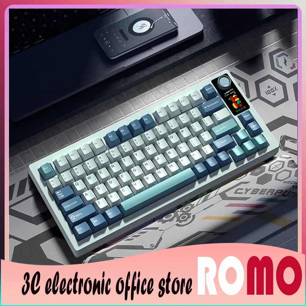 Langtu Lt75 Mechanical Keyboard 3 Mode 80 Key The Third Mock Examination Pbt Rgb Gasket Customized Office Pc Game Keyboard