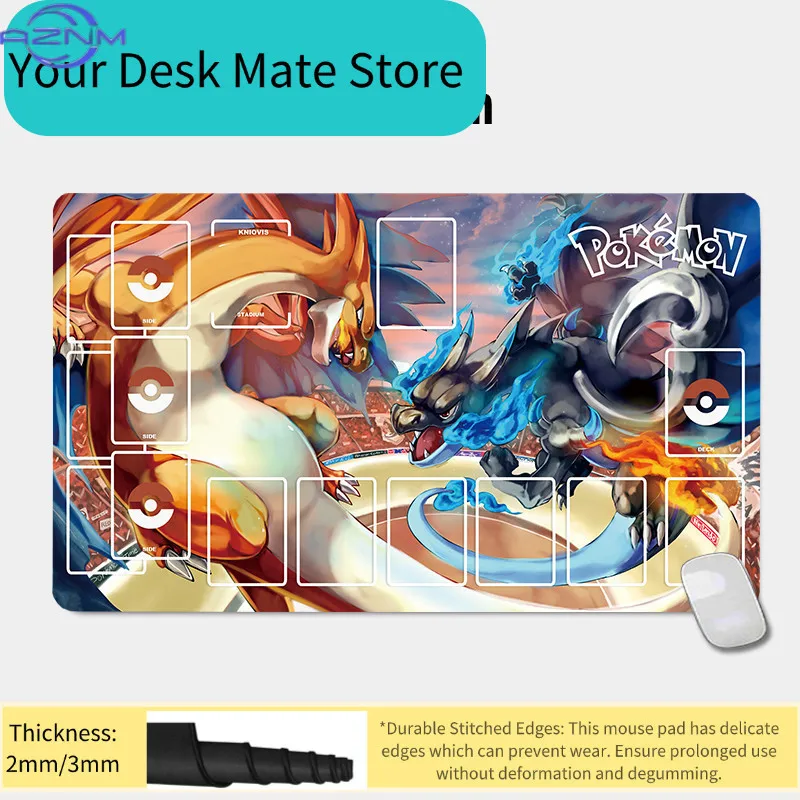 Pokemon Charizard vs Mega Charizard X TCG Playmat Anti-Slip Trading Card Game Mat