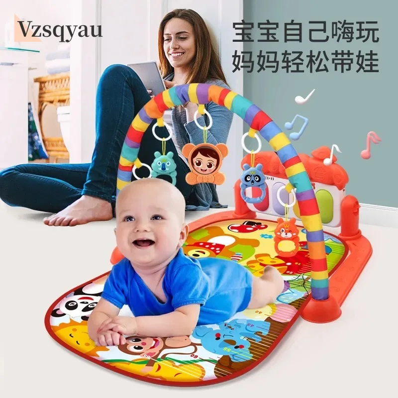 

0-36M Baby Fitness Stand Baby Music Sports Pad Crawling Blanket Pedal Piano Game Baby Foot Piano Newborn Toy Excluding batteries