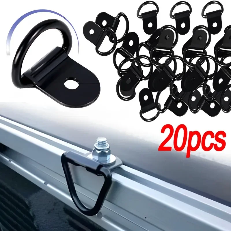 10/20pcs Stainless Steel D Shape Pull Hook Tie Down Anchor Ring Iron Cargo Tie Down Ring for Truck Trailers RV Boats Accessories