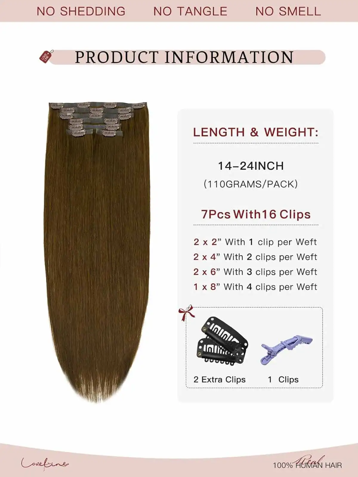 مشبك حافة Invisi في وصلات الشعر البشري 12A + مشبك سلس رفيع للغاية من البولي يوريثان 7 قطع Balayage بني داكن إلى بني كستنائي #3