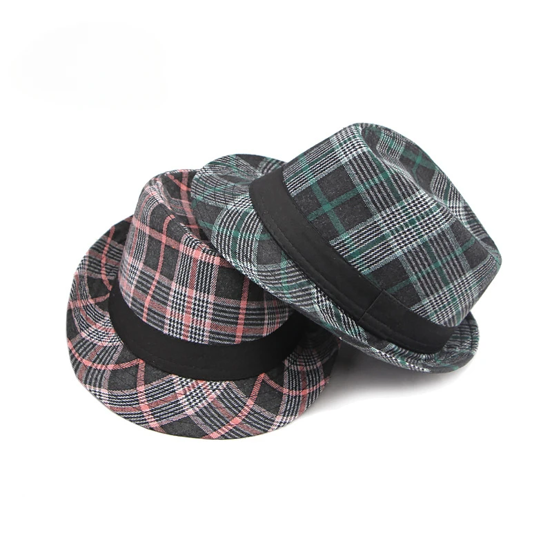 European and American Style Patterned Top Hat for Men  Sun Protection  Hat  Spring and Summer New Plaid Jazz Hat for Women