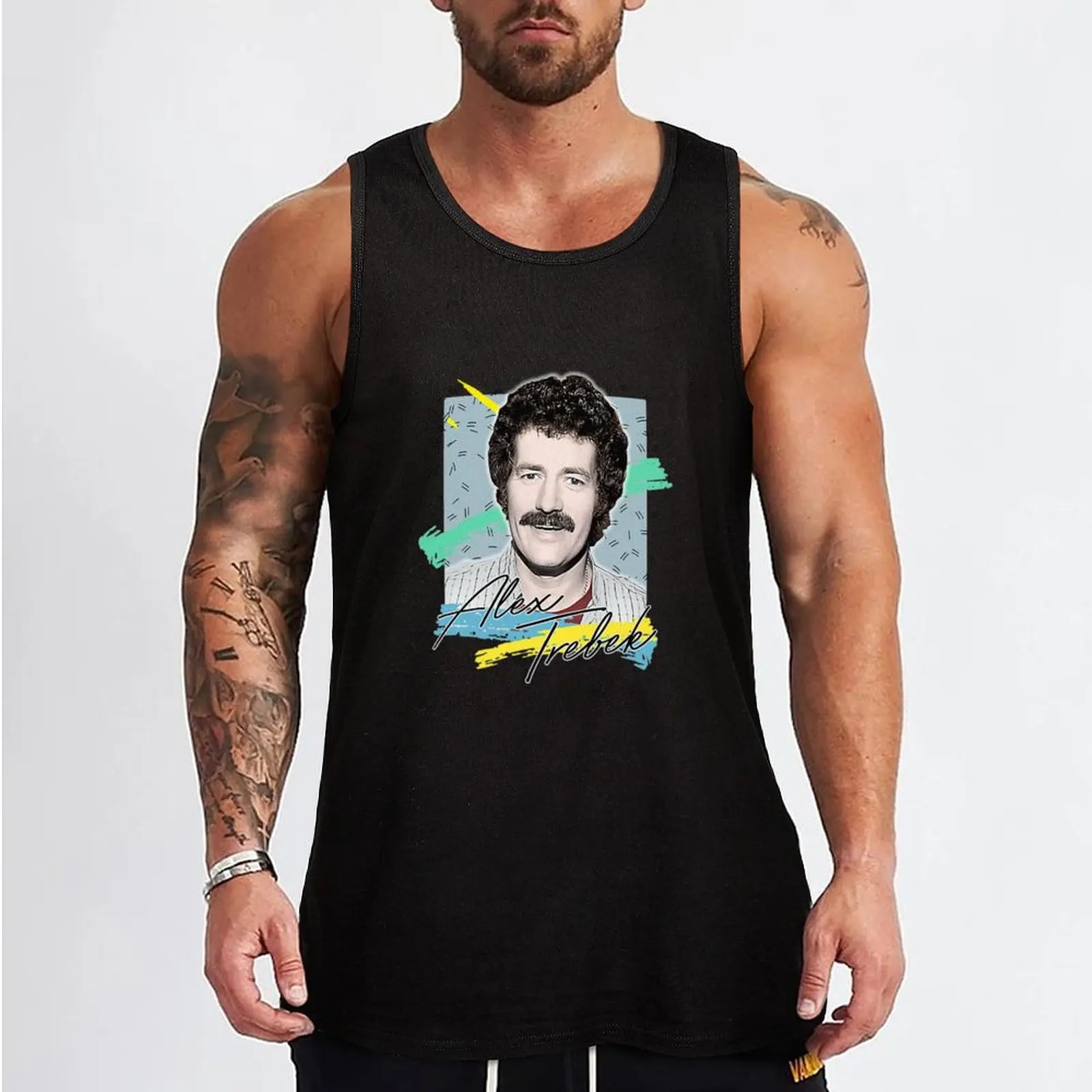 Alex Trebek _ Retro Vintage Aesthetic Fan Design Tank Top Men's summer vest Gym t-shirt man Sleeveless top