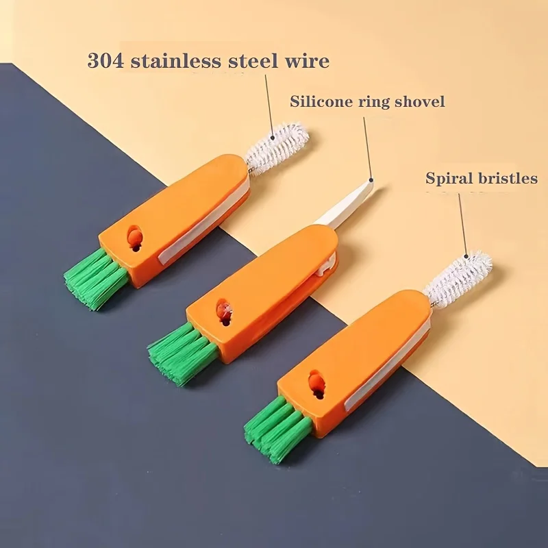 3pcs Multifunctional Bottle Cleaning Brush Set, Suitable for Cleaning Supplies of Other Materials