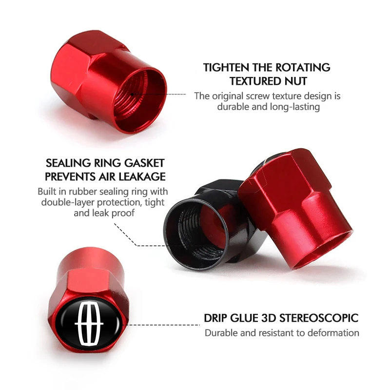 4pcs Aluminum Dustproof Protection Cap Car Wheel Tire Valve For Lincoln Navigator MKZ MKX MKC MKT Continental Nautilus view 5