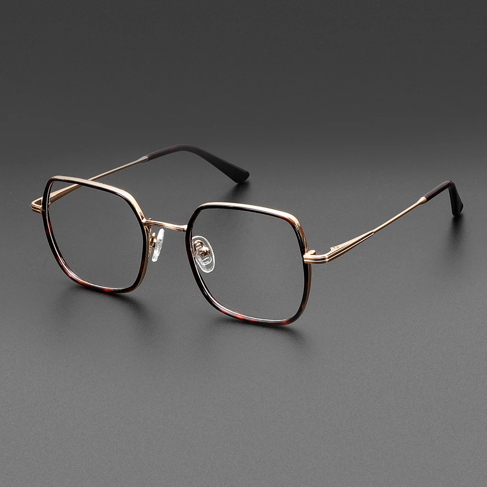 

Vintage Acetate Metal Eyeglasses Frame Men Square Myopia Prescription Optical Glasses Frame Women Luxury Brand Design Eyewear