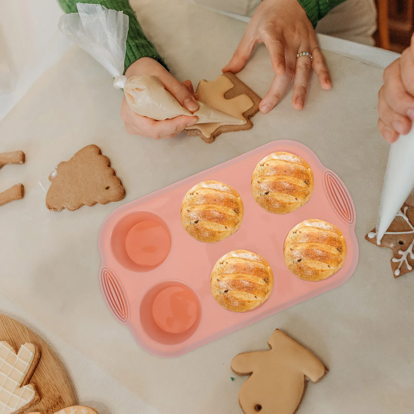 

Silicone Muffin Pan Baking Mold Non-Stick Reusable Cupcake Tray Heat Resistant Bakeware for Oven Kitchen Home Use