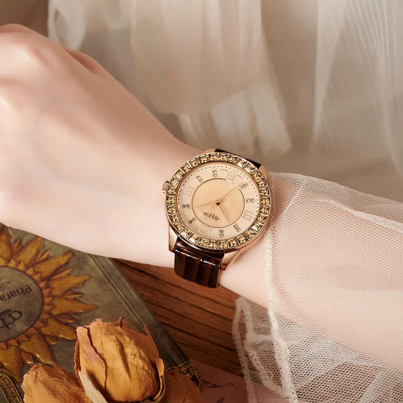 ساعة يد نسائية أنيقة بقرص كبير، طراز كوري عصري وعصري، حزام جلدي، ساعة كوارتز نسائية، هدية للنساء. #4