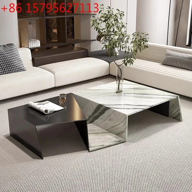 

Italian minimalist coffee table color matching modern natural marble high-end living room