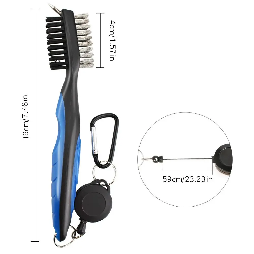 Golf Club Brush Groove Cleaner Dual Sided Portable Metal Lightweight Nylon Golf Cleaning Brushes For Iron Balls Shoes New Gift