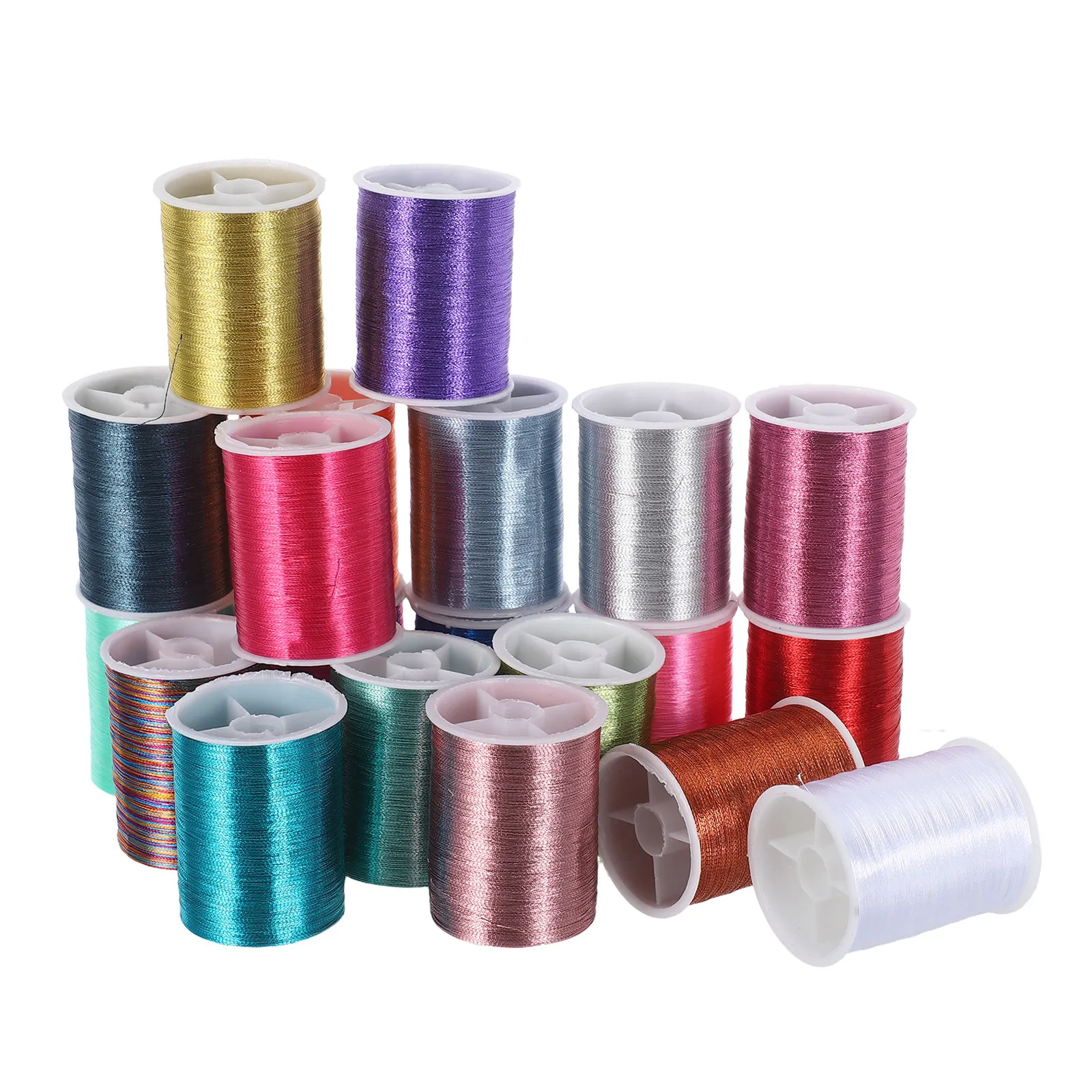 Metallic Embroidery Thread Set Glittery Multicolor Sewing Needlework Quilting Cross Stitch Crochet DIY Metallic Thread