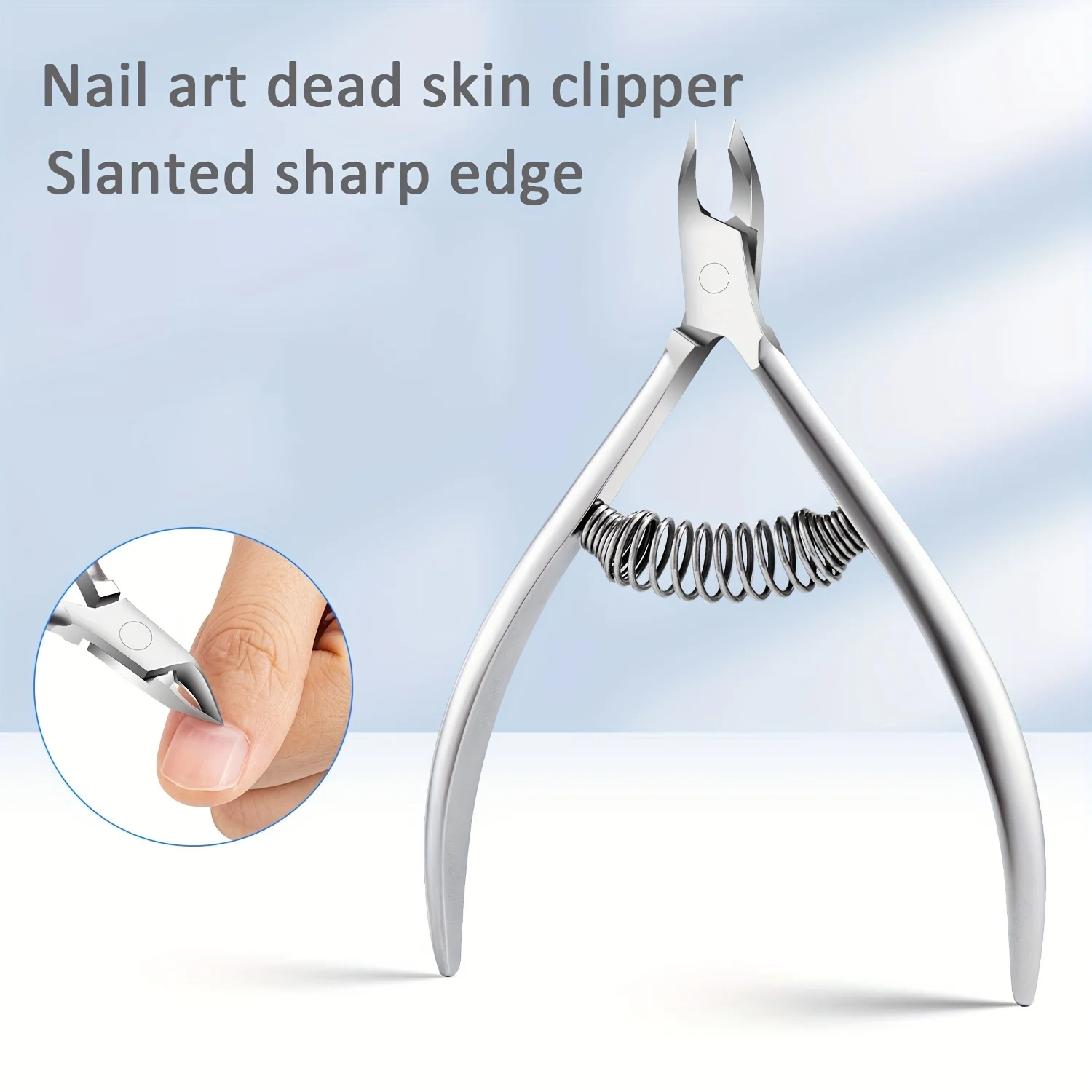 Professional Stainless Steel Cuticle Nippers with Spring Loaded Sharp Edge Precision Nail Care Tool for Dead Light Beige Removal