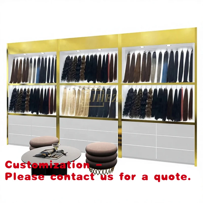 

Стойка для париков из металла и шпона с LED-подсветкой для салонов и магазинов красоты, витрина для демонстрации париков