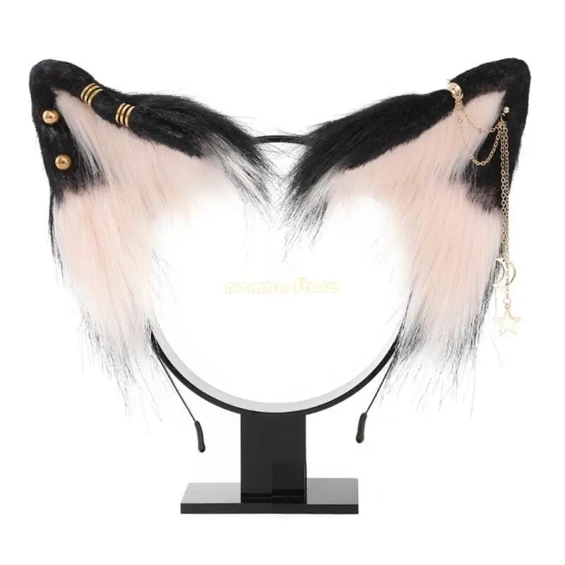 31BF 십대 고양이 여우 고양이 귀 머리띠와 합금 귀걸이 장식 카니발 헤어 밴드