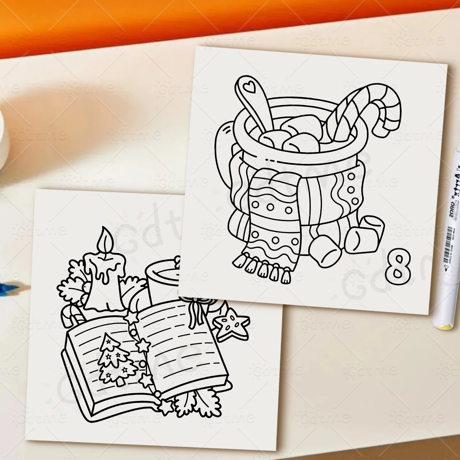 ADVENT CALENDAR CHRISTMAS Malbuch mit kräftigen, einfachen Mustern für Erwachsene, süßes Zeichenbuch, perfektes Geschenk für Party und Geburtstag – Detail 8