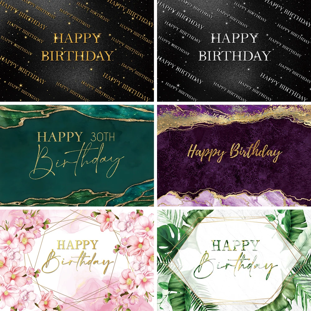 

Happy Birthday Backdrop Abstract Watercolor Green Gold Polka Dot Ink Glitter Birthday Party Decor Photography Background Banner