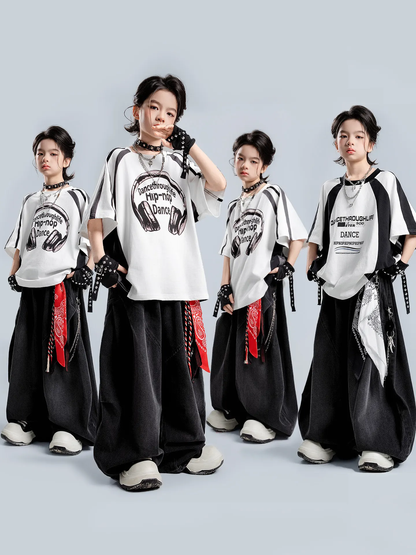 Roupa de Hip Hop para Crianças, Moda de Dança de Rua, Camiseta Solta de Manga Curta, Traje de Performance Casual para Meninos
