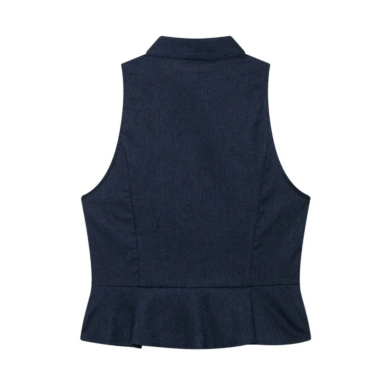 Dave&Di Women's 2026 Summer New Product Sleeveless Stand Up Collar Rope Buckle Decoration Waist Top