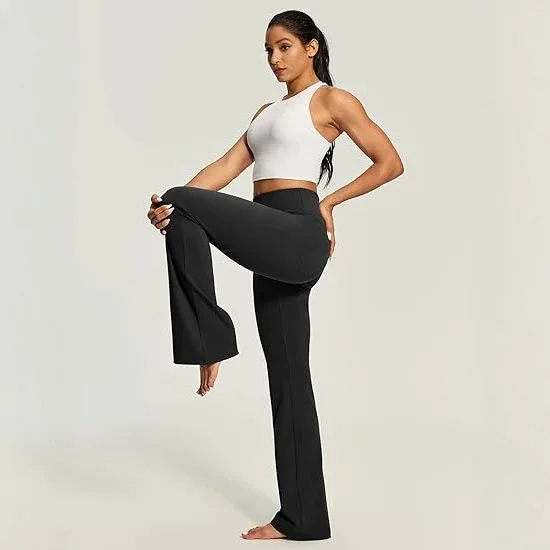 Women Flare Yoga Pants High Waist Tummy Control Scrunch Butt Lifting Workout Leggings