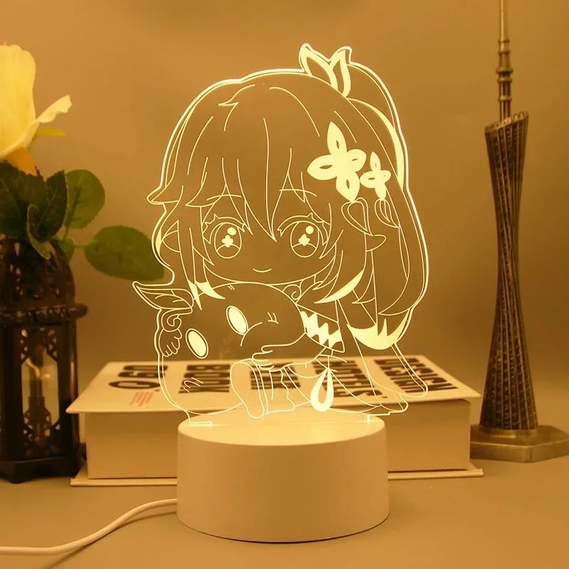 Anime Genshin Impact Nahida Neufalse lette Paimon Cosplay Lumières de Dessin Animé, Accessoire d'Affichage, Ornement de Bureau, Lampe de Nuit, Cadeau de Mascotte