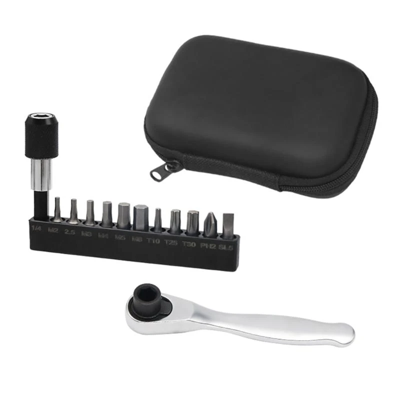 124B Cycling Mini Bike Ratchet Multitool Repair Set Ratchet Wrench Allen