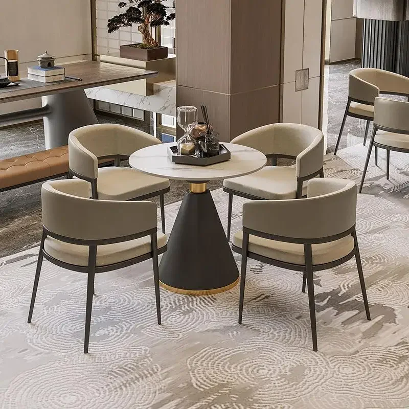 Combinaison table et chaise de négociation de luxe légère, hôtel, affaires, loisirs, bureau, canapé, réception, chaise simple