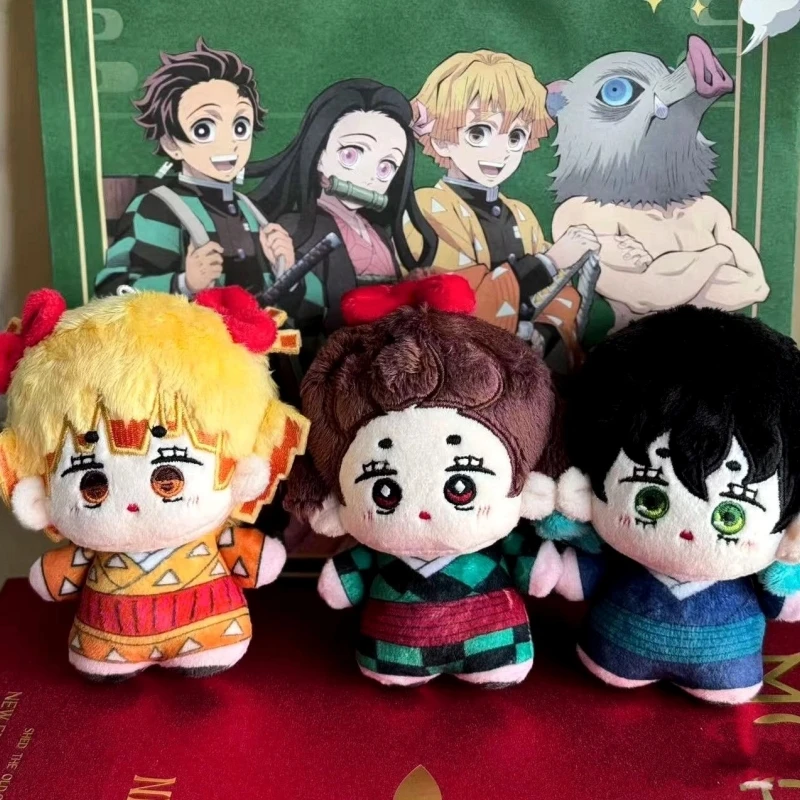 10cm Anime Demon Slayer Tanjiro Nezuko Figures Cotton Plush Doll Kawaii Stuffed Toy Peripherals Collectible Cute Cartoon Gifts