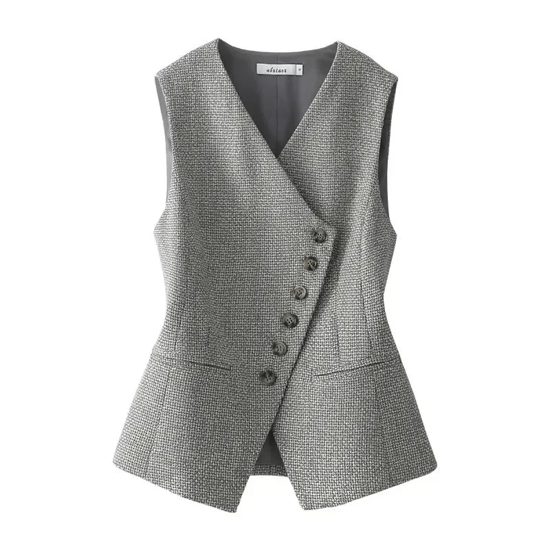 Lining Vests for Women High-end Short Vest Jacket Women\'s Spring and Autumn Coat  Sleeveless Temperament Loose and Elegant Vest