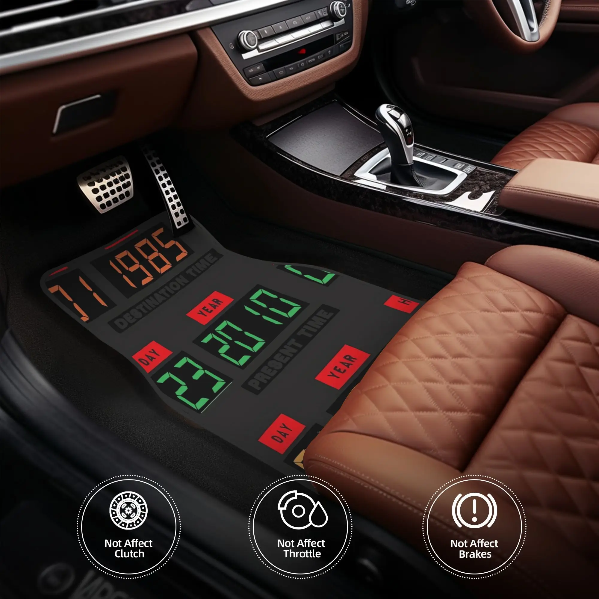 4pcs Back To The Future DeLorean Time Travel Console Car Floor Mats | Durable Polyester Fiber, Universal Fit, Ideal For Cars, Pl