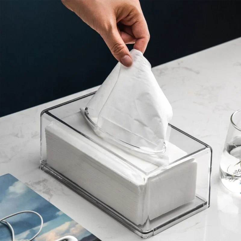 

Paper Towel Box Transparent Paper Towel Holder Home Kitchen Living Room Office Creative Acrylic Rectangular Napkin Organizer