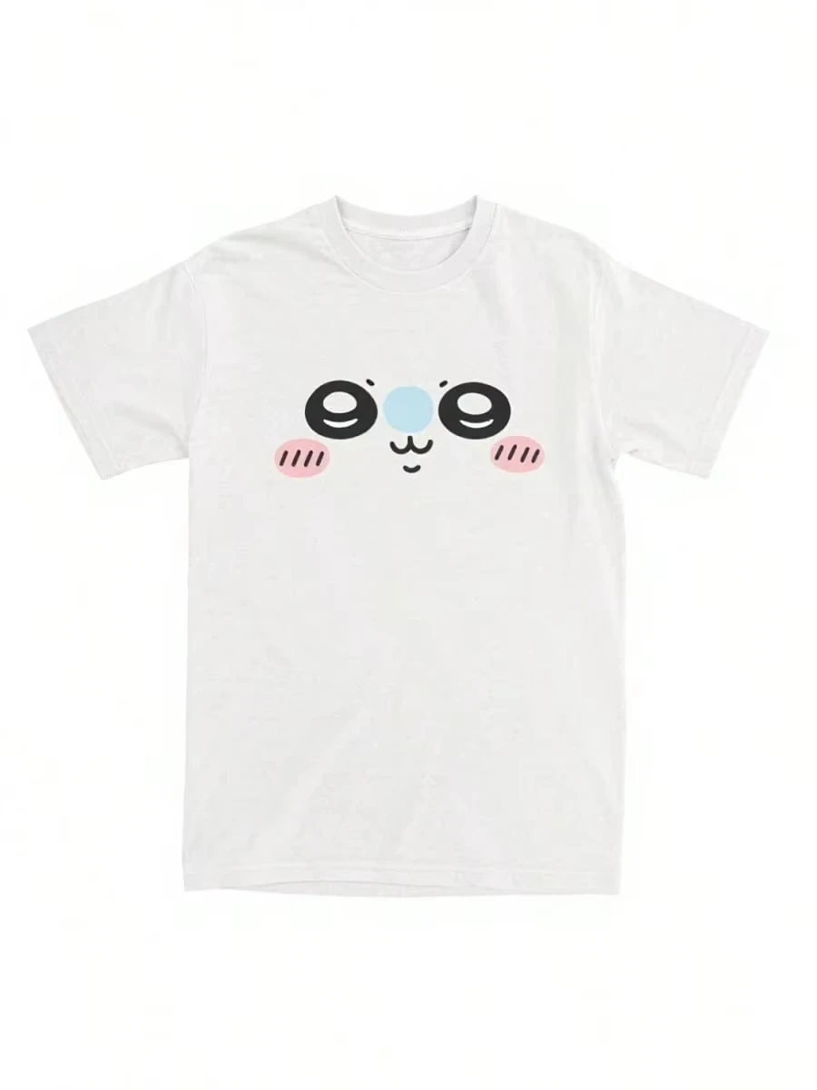 Chiikawa Cute Cartoon Graphic Tee Unisex Y2K Hipster O Neck Plus Size Kawaii Anime Beach Casual Streetwear Tops