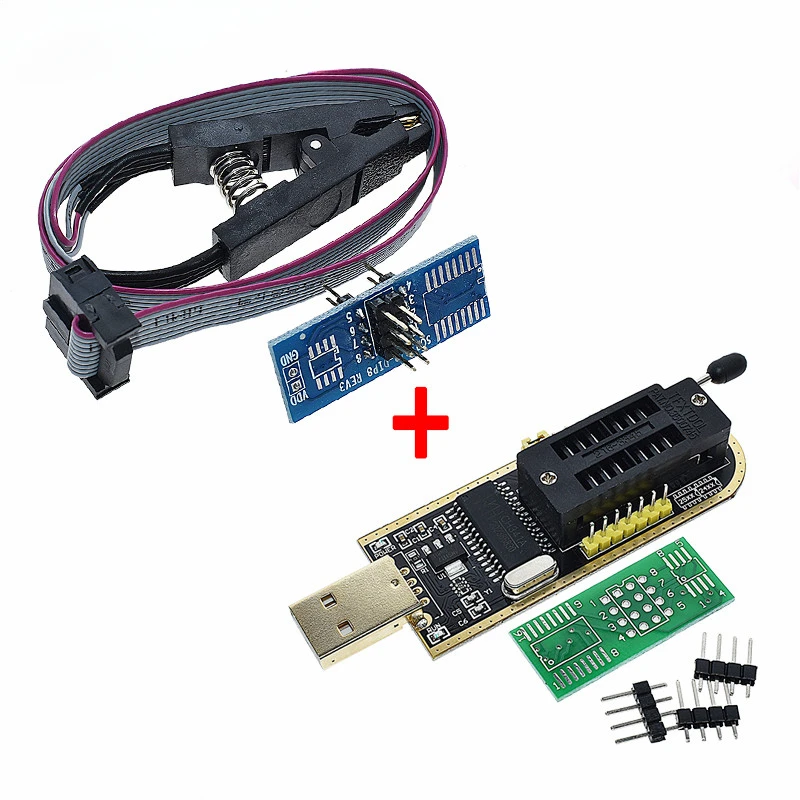 5PCS CH341A 24 25 Series EEPROM Flash BIOS USB Programmer Module + SOIC8 SOP8 Test Clip For EEPROM 93CXX / 25CXX / 24CXX