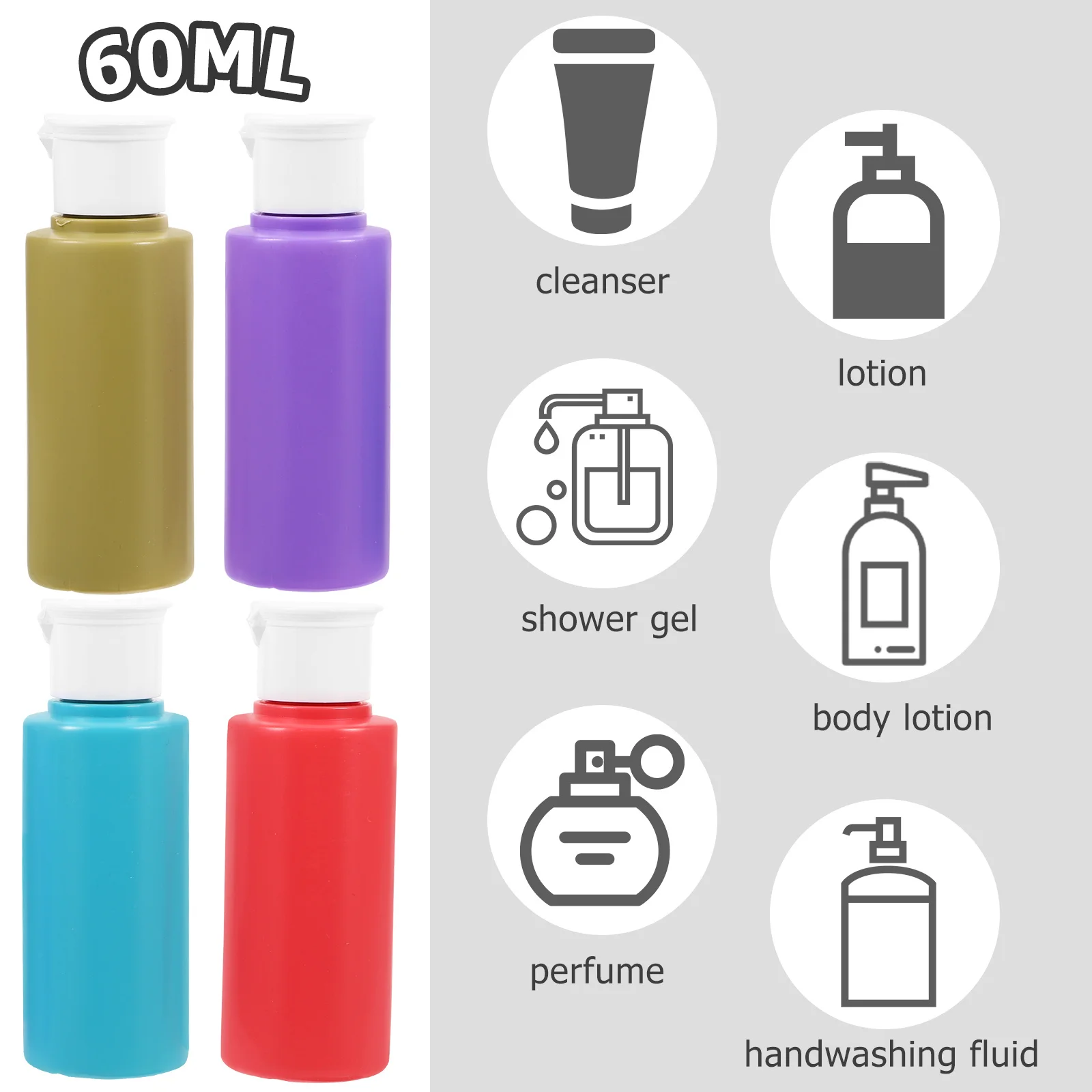 

4Pcs Travel Squeeze Bottle Set Small Capacity Leakproof Empty Lotion Shampoo Bottles Portable Refillable Dispenser for Travel