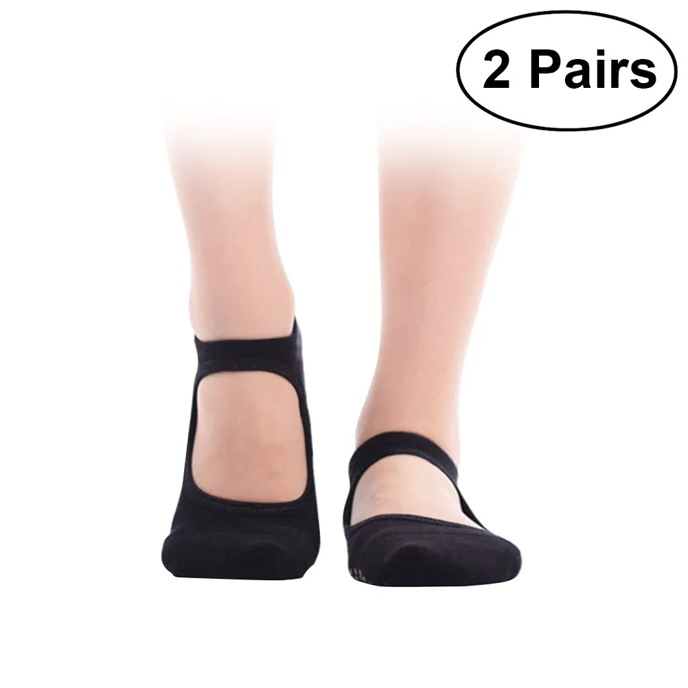 

2 пары женских носков для йоги, нескользящие носки для пилатеса, хлопковые, дышащие, впитывающие пот, для тренировок, баланса и стабильности