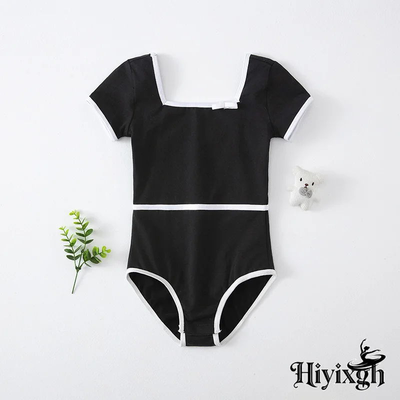 Girls Square Neck Ballet Leotards Gymnastics Dance Jumpsuits Ballet Costumes Children's Clothing Black Gray Ballet Costumes