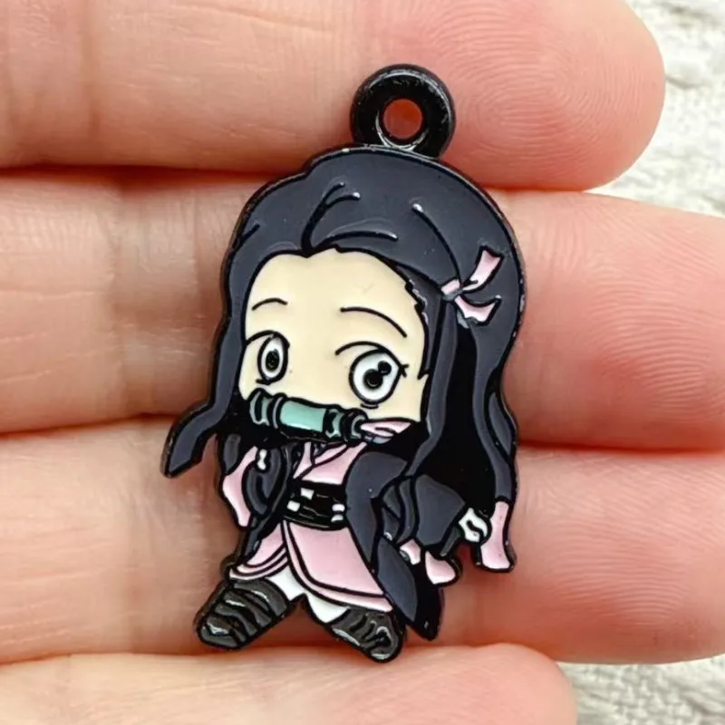 10/20/30Pcs Demon Slayer Kimetsu No Yaiba Blade of Ghost DIY Keychain Metal Handmade Alloy Key Chain Cute Keyring Gift for Fans view 5