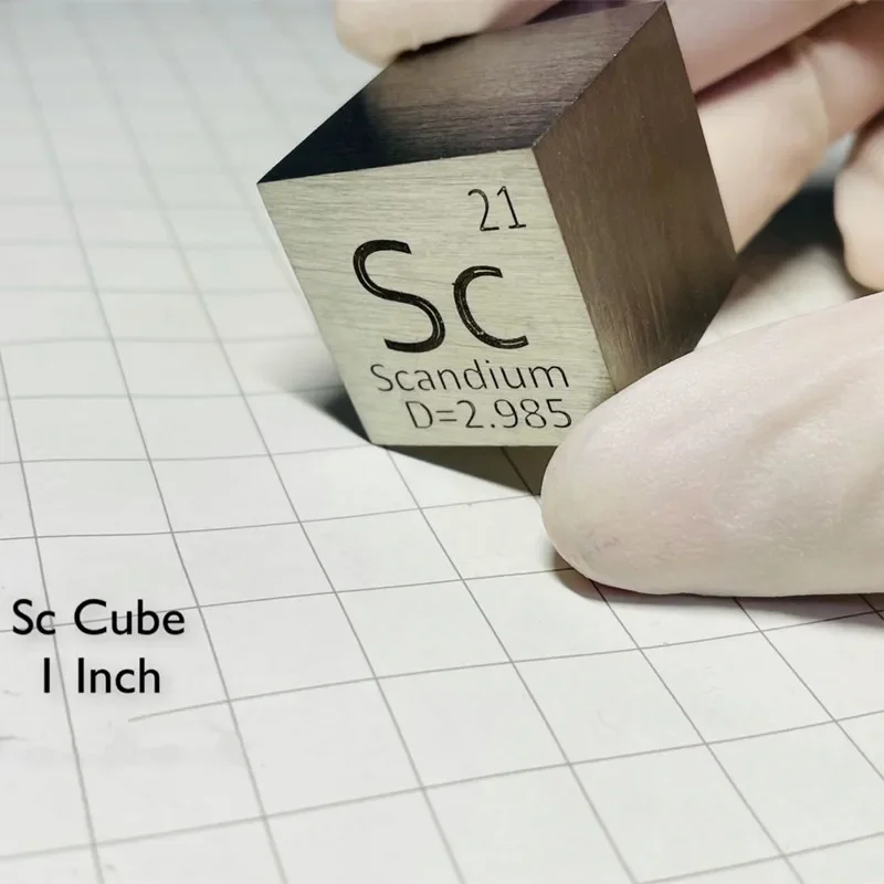 Scandium Metal in the Periodic Table- Cube Side Length is One Inch (25.4mm) and Weight is about 50g 99.9