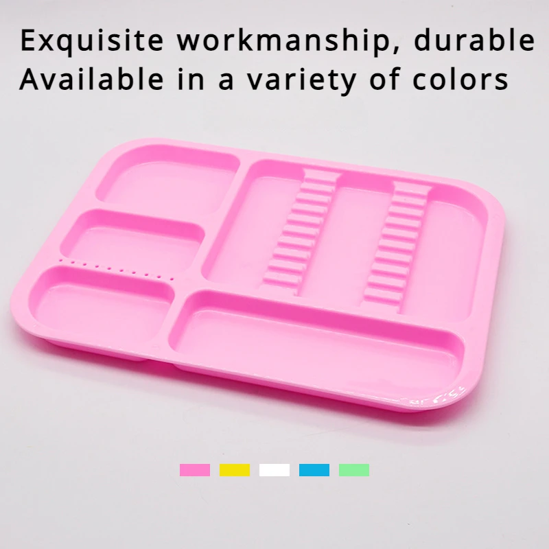 Dental Colorful Instrument Tray Plastic Divided Split Trays Dental Mini Tray Dentistry Tools Medical Materials