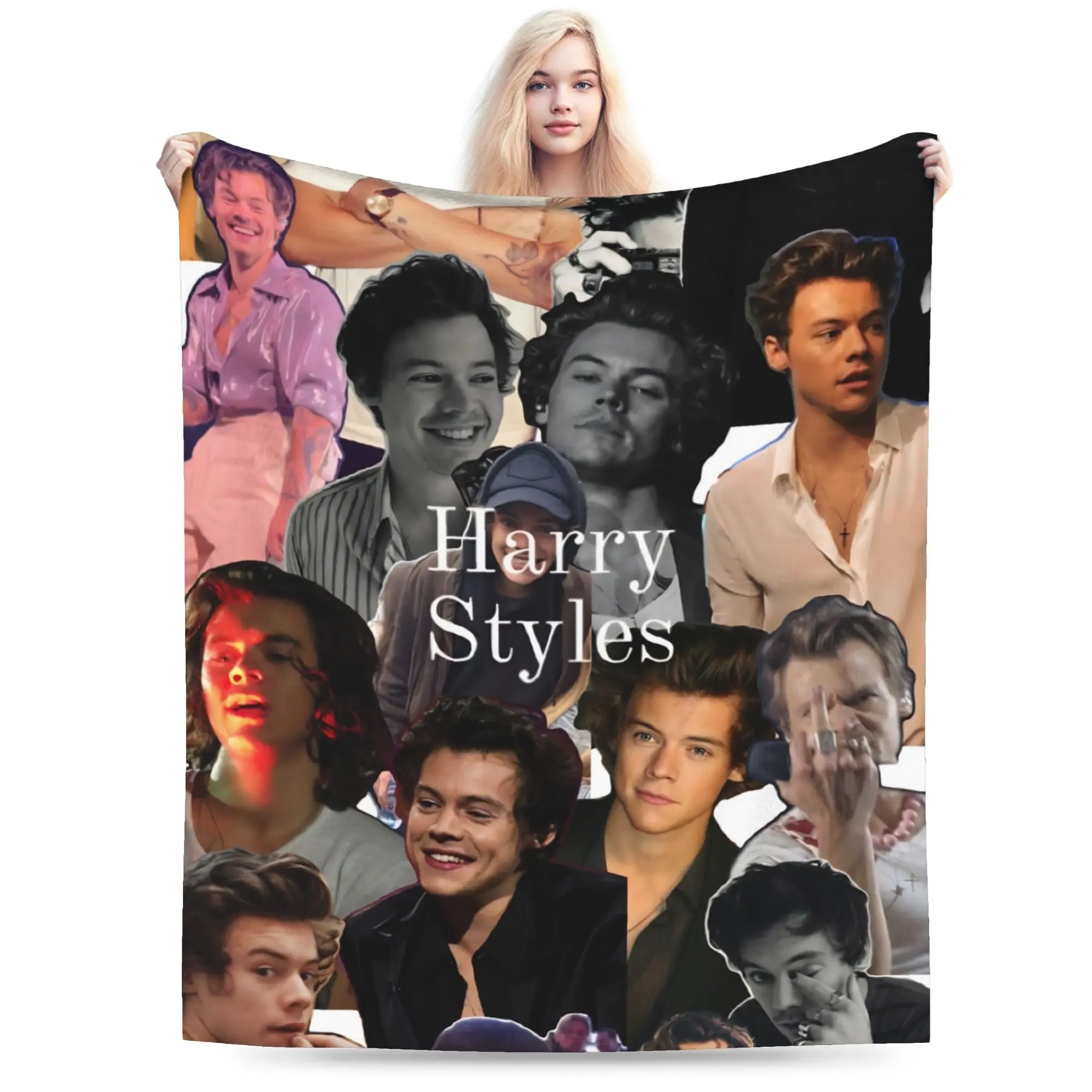 Harrys Styles Blanket Fleece Spring/Autumn  Multi-function Lightweight Thin Throw Blanket for Bed Outdoor Quilt